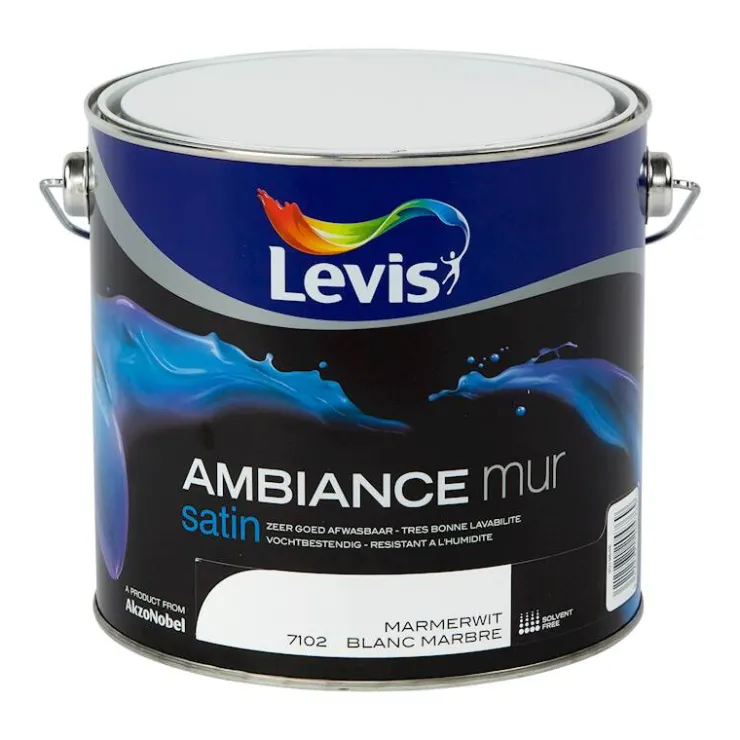 Best Ambiance mur satin blanc marbre 2,5 L Peinture Mur Et Plafond|Peinture Pour Plafond Et Murale