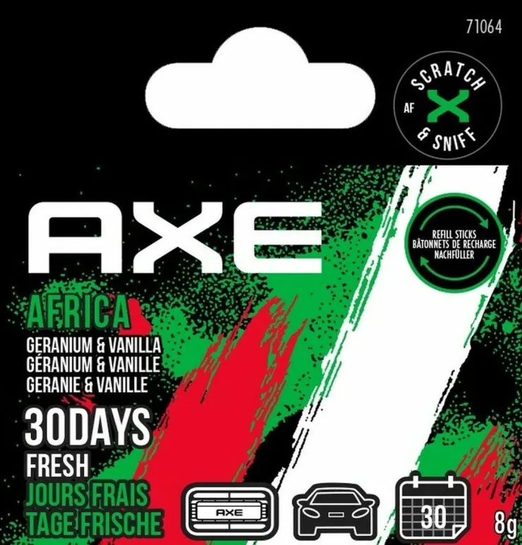 Clearance AXE Rechargement Désodorisant Alu Holder Africa - 2 pièces Désodorisants