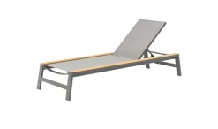 Outlet Bain de soleil Jennifer ajustable avec Polywood - Aluminium - Gris clair textilène Bains De Soleil|Meubles De Jardin
