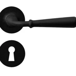 New Bequille avec rosace et entree fer noir Ferrures De Porte
