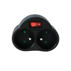 Biplette avec interrupteur noir 2 x 16 A Rallonges Et Adaptateurs