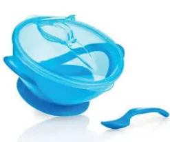 Outlet Bol ventouse avec cuillère - bleu - 6m+ Ustensiles De Repas