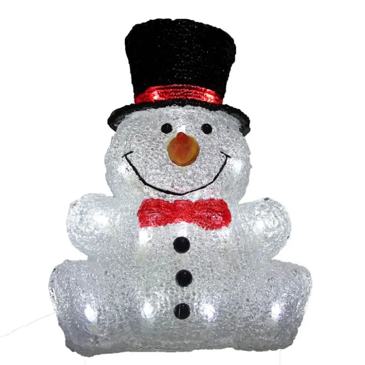 Clearance Bonhomme de neige assis blanc LED 24x18,5x31 cm Décoration Lumineuse