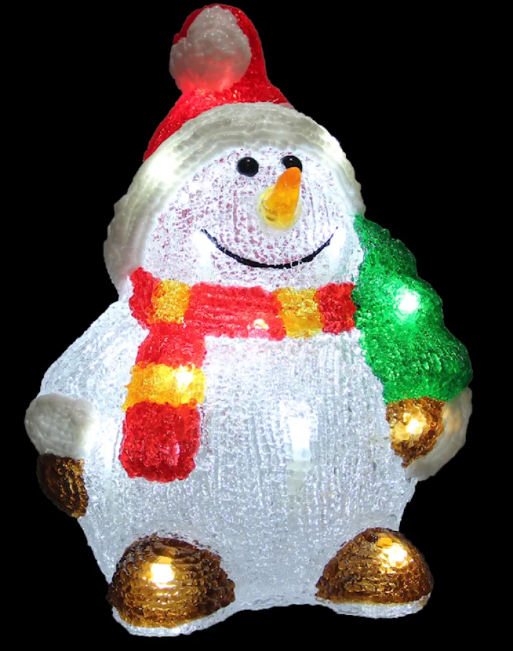 Discount Bonhomme de neige blanc LED 20x18x28 cm Décoration Lumineuse