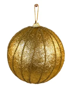 Boule noël avec rayures L or Décoration De Sapin