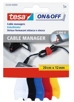 Online Cable Manager 12 mm x 20 cm blanc - noir - bleu - rouge - jaune Rubans Adhésif