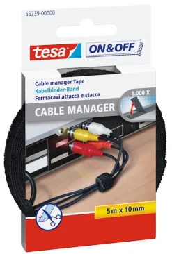 Discount Cable Manager Universel 10 mm x 500 cm noir Rubans Adhésif