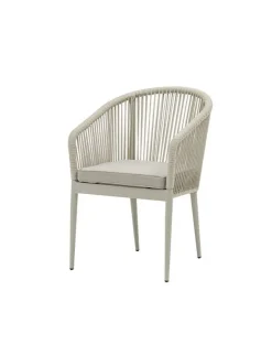 Hot Chaise de jardin Jitske avec corde tressée - Aluminium - Beige Chaises De Jardin|Meubles De Jardin