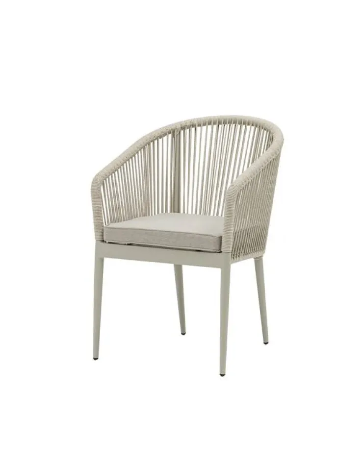 Hot Chaise de jardin Jitske avec corde tressée - Aluminium - Beige Chaises De Jardin|Meubles De Jardin