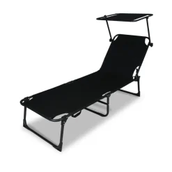 New Chaise longue Cuba noir 187x56x30 cm Bains De Soleil|Meubles De Jardin