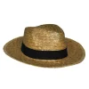 Clearance Chapeau de cow-boy paille avec ceinture noire Chapeaux Et Perruques