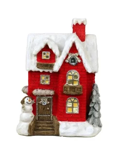 Clearance Chateau rouge neige 48 cm LED Statues, Figurines Et Maisons