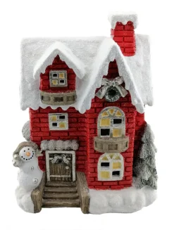 Clearance Chateau rouge neige 48 cm LED Statues, Figurines Et Maisons