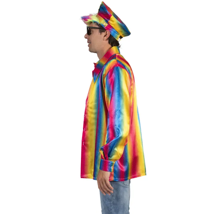 Sale Chemise disco arc-en-ciel homme - Taille 52/54 Déguisements Adultes
