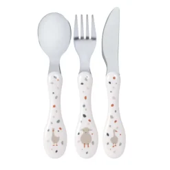 Online Couverts enfants inox (3 pc) - Tiny Farmer Mouton & Oie, Blanc Ustensiles De Repas