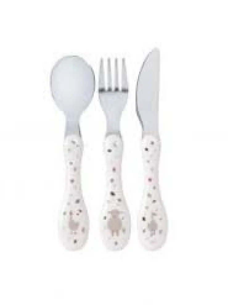 Online Couverts enfants inox (3 pc) - Tiny Farmer Mouton & Oie, Blanc Ustensiles De Repas