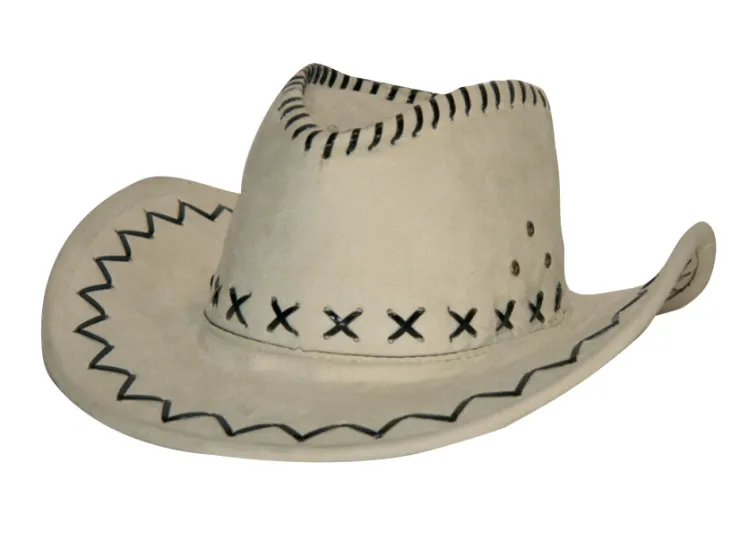 Discount Cow-boy en daim - Blanc Chapeaux Et Perruques