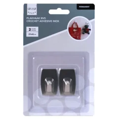 Outlet crochets adhésif permanent inox carre 2 pieces Accessoires