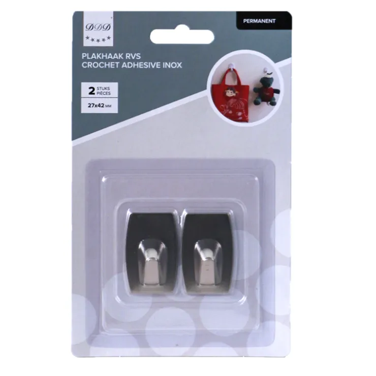 Outlet crochets adhésif permanent inox carre 2 pieces Accessoires