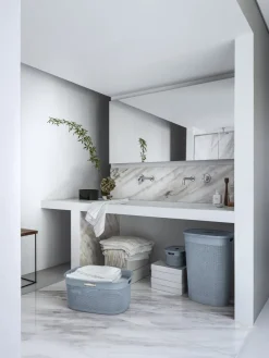 Filo Panier à Linge avec Couvercle Bleu/Gris - 55L Box Et Panier À Linge