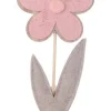 Clearance Décoration fleur en bois avec motif sur pied rose 32,5cm Décoration De Pâques