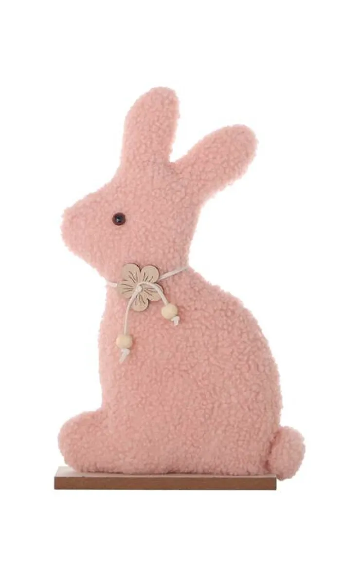 Discount Décoration lapin en bois sur pattes rose 29cm Décoration De Pâques