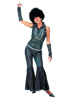 Sale Déguisement Disco Combinaison Bleue Boogie Queen - Taille 36/38 Déguisements Adultes