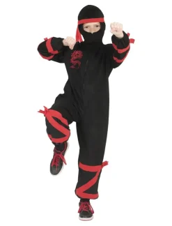 Sale Déguisement enfant Ninja Noir avec Dragon Rouge - Taille 164 Enfant Déguisements Enfants