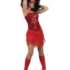 Discount Déguisement Robe Paillettes Rouge avec Franges - Taille 36/38 Déguisements Adultes