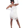 Clearance Déguisement Robe Paillettes Blanche avec Franges - Taille 32/34 Déguisements Adultes
