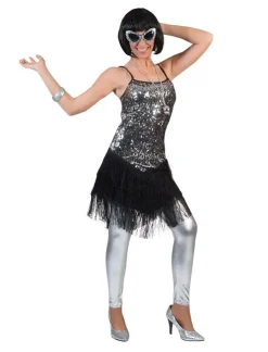 Best Déguisement Robe Paillettes Argentée avec Franges - Taille 40/42 Déguisements Adultes