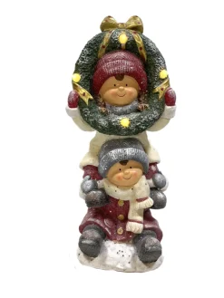Clearance Duo garçons hiver 62cm Statues, Figurines Et Maisons