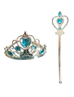 Ensemble princesse diadème + baguette avec pierres bleues Accessoires