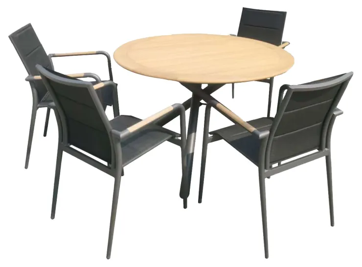 Ensemble table de jardin Naples avec table en polywood - 4 chaises de jardin - Aluminium - Noir Ensembles De Jardin|Meubles De Jardin