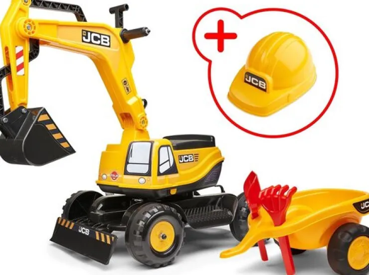 pelleteuse JCB avec remorque et casque Vélo Et Conduite