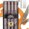 Clearance Feutre technique etui avec 0,2 - 0,4 - 0,6 - 0,8 mm noir Marqueurs|Stylos Et Stylos À Bille