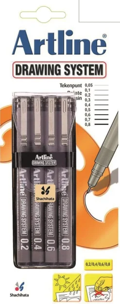 Clearance Feutre technique etui avec 0,2 - 0,4 - 0,6 - 0,8 mm noir Marqueurs|Stylos Et Stylos À Bille