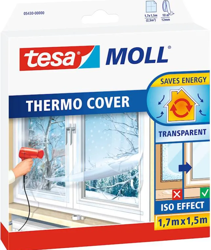 Sale Film d’isolation Transparent Thermo Cover 1,7 m x 1,5 m Rubans Adhésif