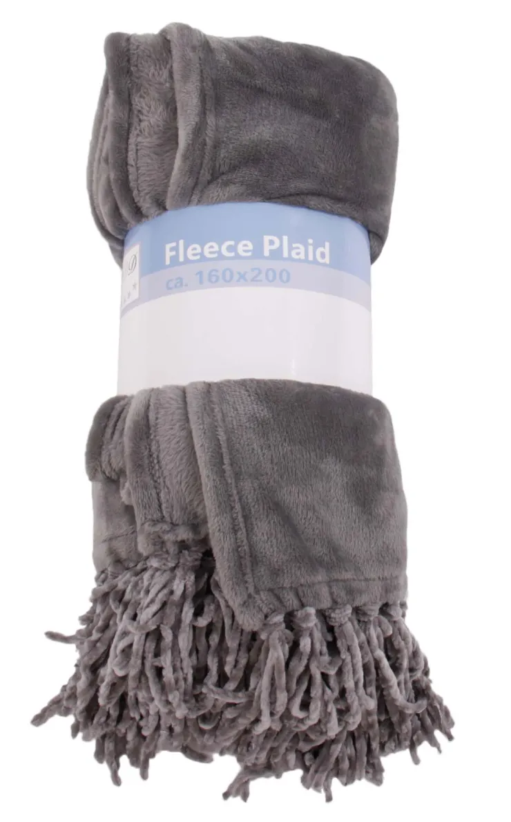 Fleece plaid gris 160x200 cm Plaids Et Couvre-lits|Coussins Et Plaids
