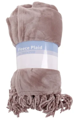 New Fleece plaid taupe 160 x 200 cm Plaids Et Couvre-lits|Coussins Et Plaids