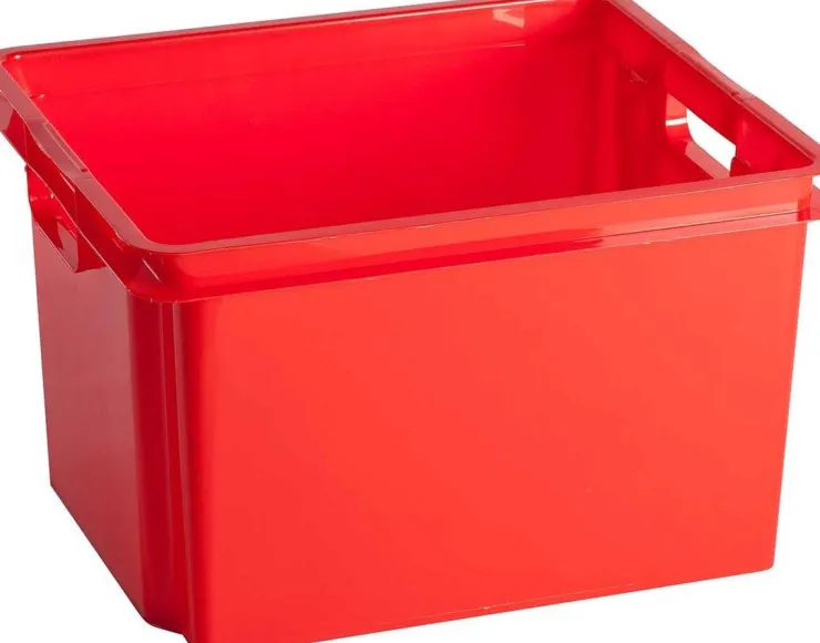 Clearance Crownest Boîte de Rangement Rouge - 42,6x36,1x26cm - 30L Box Et Panier À Linge