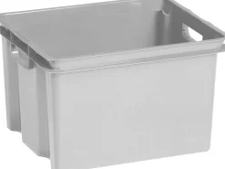 Crownest Boîte de Rangement Gris Clair - 42,6x36,1x26cm - 30L Box Et Panier À Linge