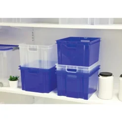 Discount Crownest Boîte de Rangement Transparent - 42,6x36,1x26cm - 30L Box Et Panier À Linge
