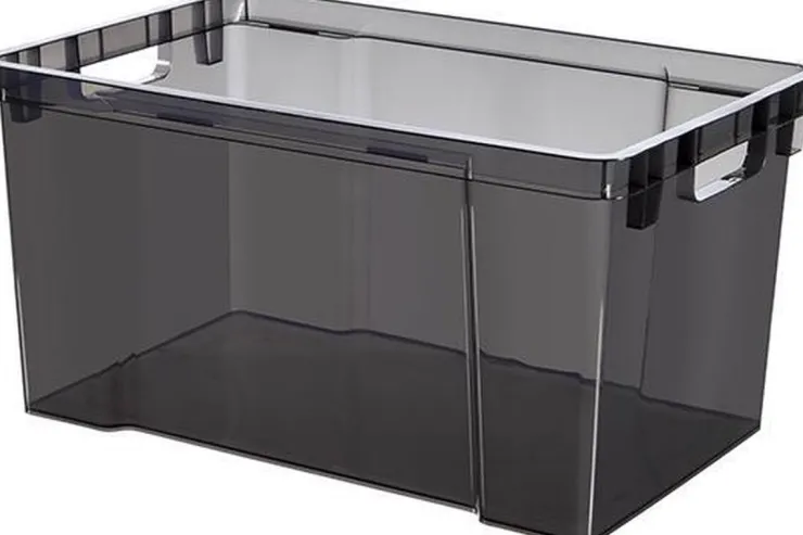 Discount Crownest Boîte de Rangement Gris Fumé - 58,7x39x30cm - 50L Box Et Panier À Linge