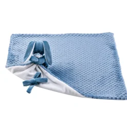 Sale Lapidou Plaid Doudou Bleu/Blanc 50x50 cm Linge De Lit
