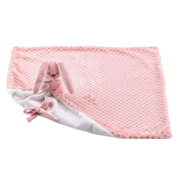 Outlet Lapidou Plaid Doudou Rose Vieux/Blanc 50x50 cm Linge De Lit
