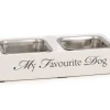 Best Mangeoire double 'My favourite dog' blanc 30 x 16 x 6 cm Gamelles