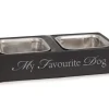 New Mangeoire double 'My favourite dog' gris 30 x 16 x 6 cm Gamelles