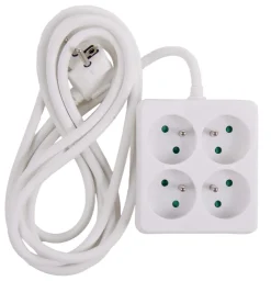 Multi-prises carré avec corde blanc 3 m Rallonges Et Adaptateurs