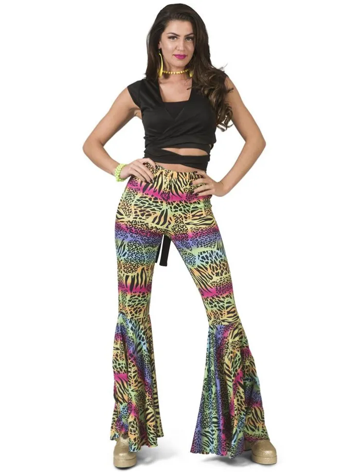 New Pantalon Hippie à imprimé animalier Femmes - Taille 36/38 Déguisements Adultes